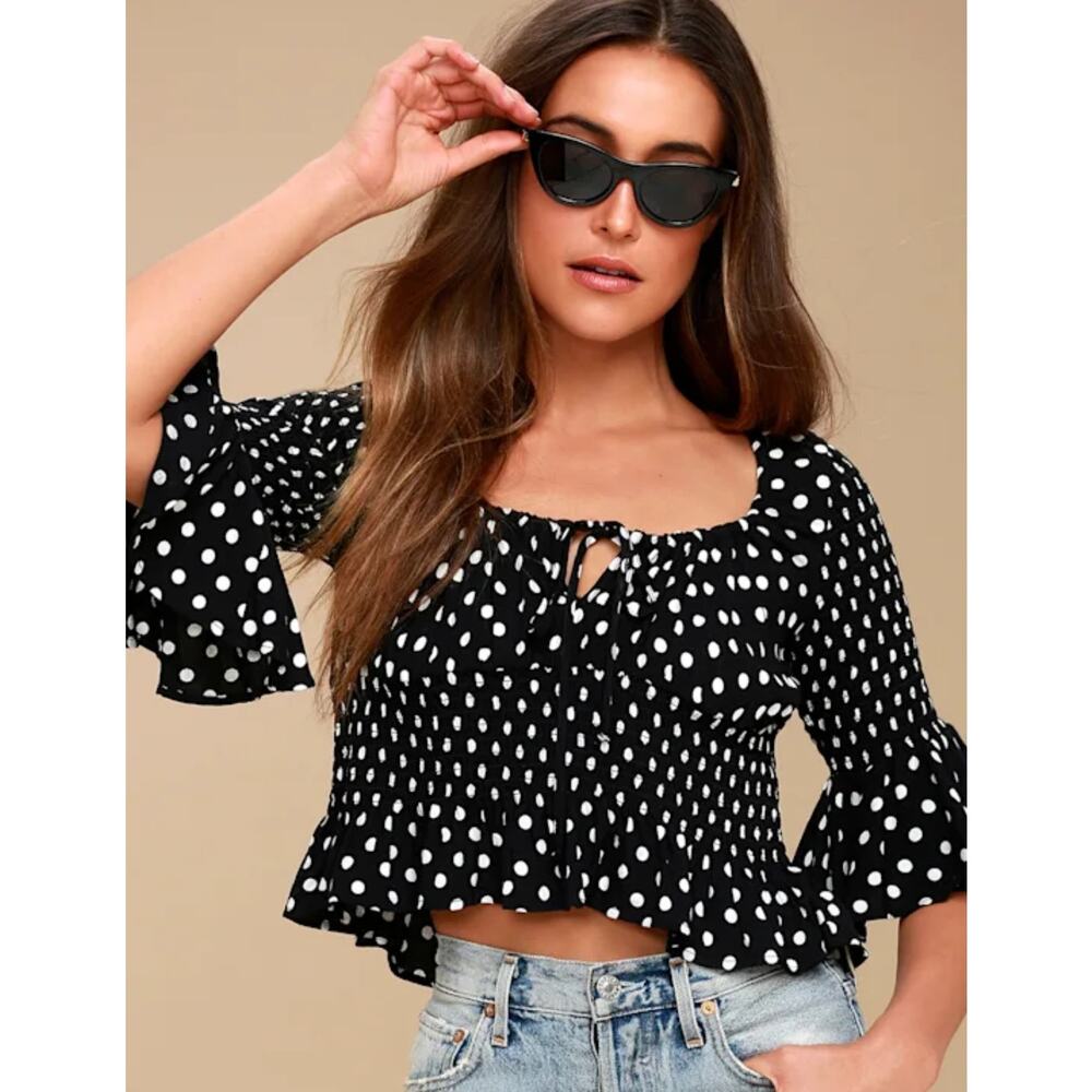 Free People Top "A Bit of Something Sweet" size xs polkadot   whimsical fairy